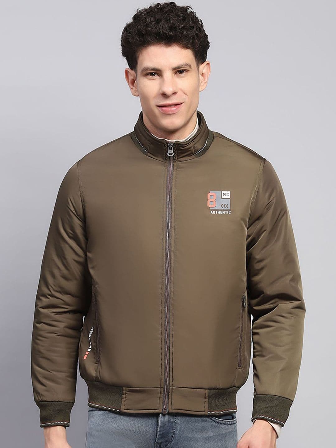 Monte Carlo Men Mock Collar Solid Casual Bomber Jacket - view 1