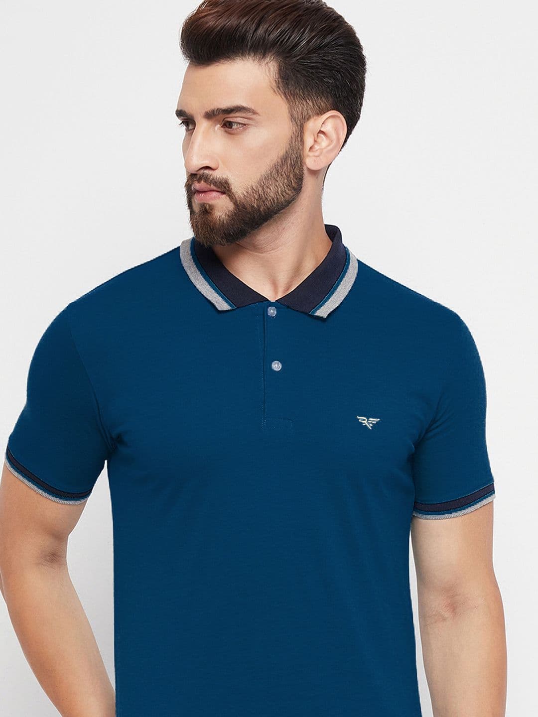 RISS Men Solid Polo Collar Cotton T-shirt - view 1
