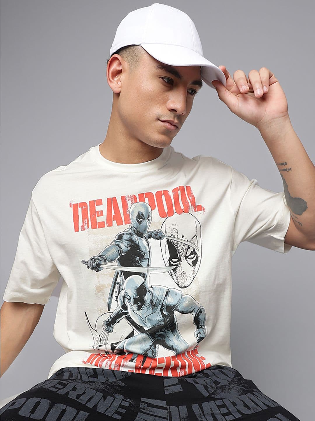 Free Authority Young Men Deadpool & Wolverine Printed Oversized Tshirt - view 1