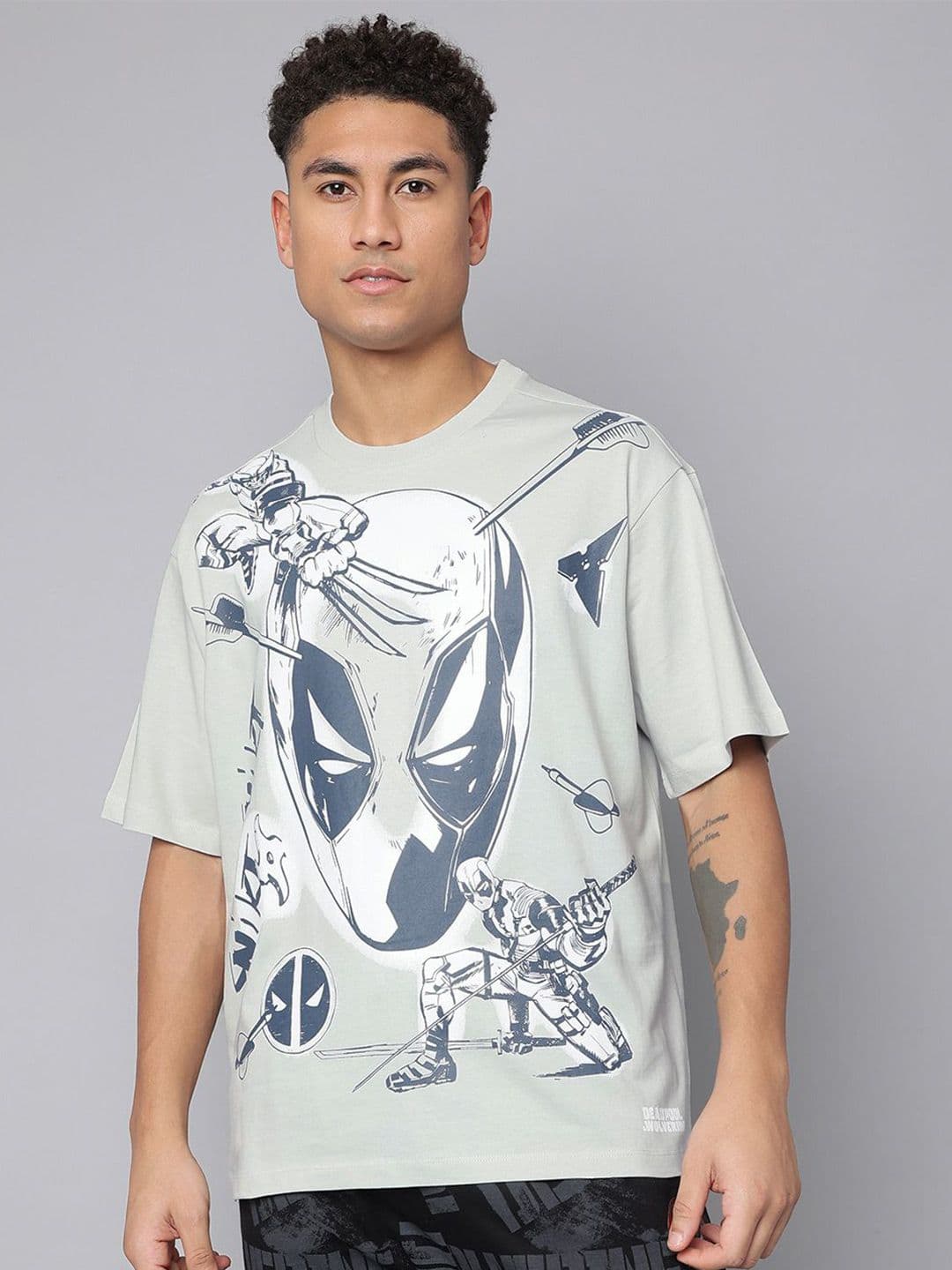 Free Authority Men Deadpool & Wolverine Printed Pure Cotton Oversized Tshirt - view 1