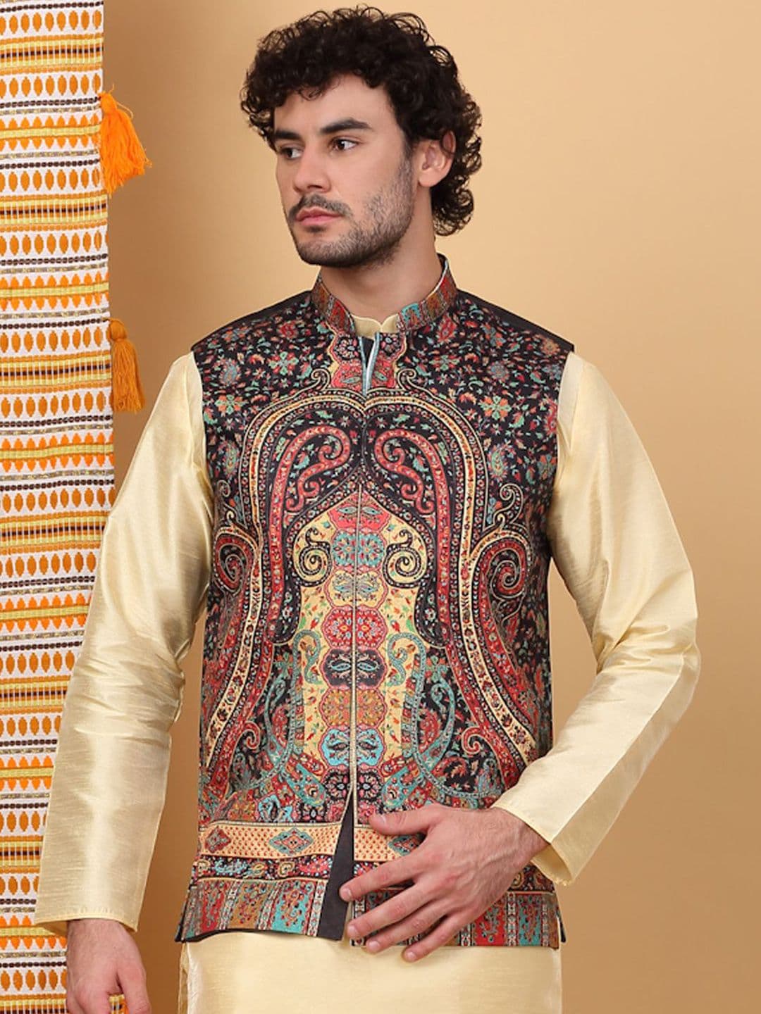 KRAFT INDIA LUXE Paisley Printed Woven Nehru Jackets - view 1