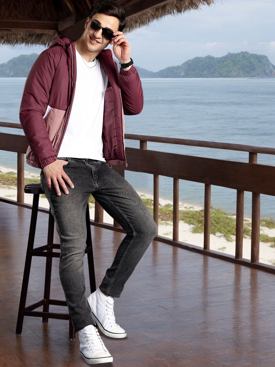 Mast & Harbour Colourblocked Padded Jacket - view 1