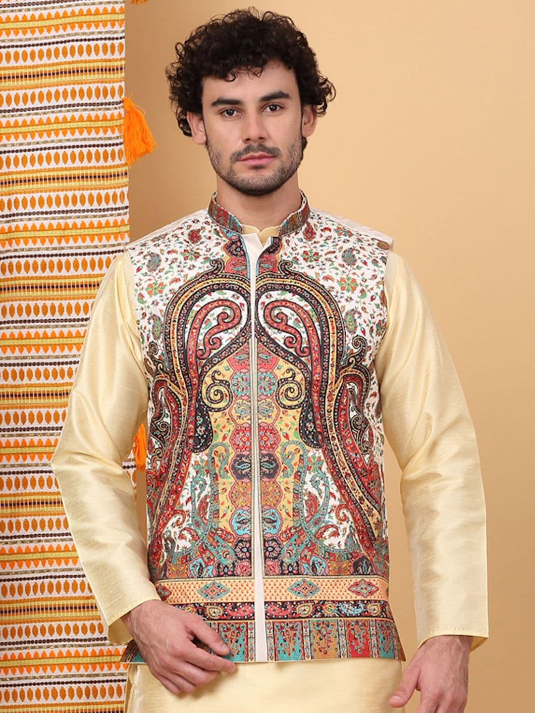 KRAFT INDIA LUXE Paisley Printed Woven Nehru Jackets - view 1