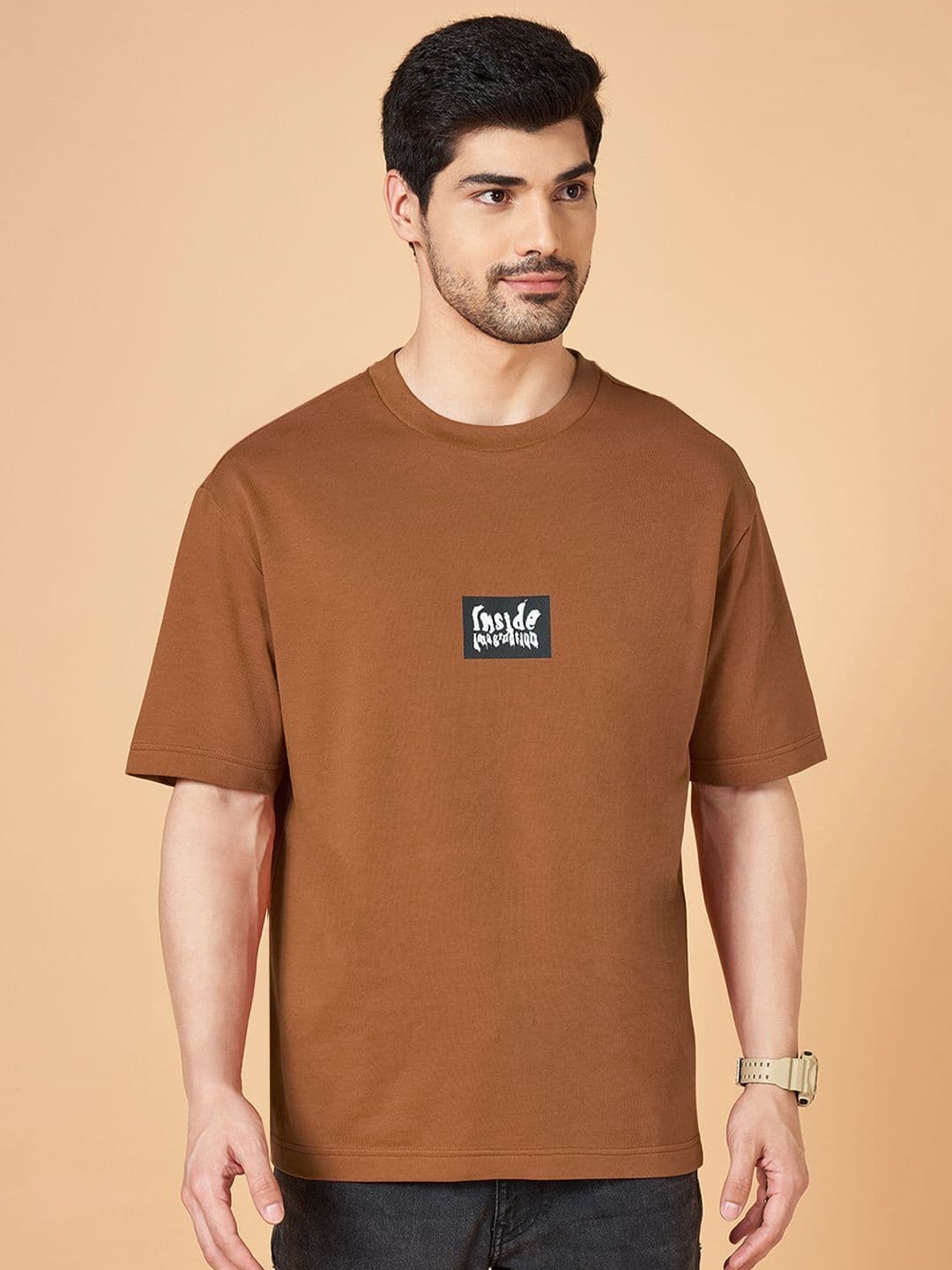 People Men Graphic Printed Round Neck Cotton Boxy T-shirt - view 1