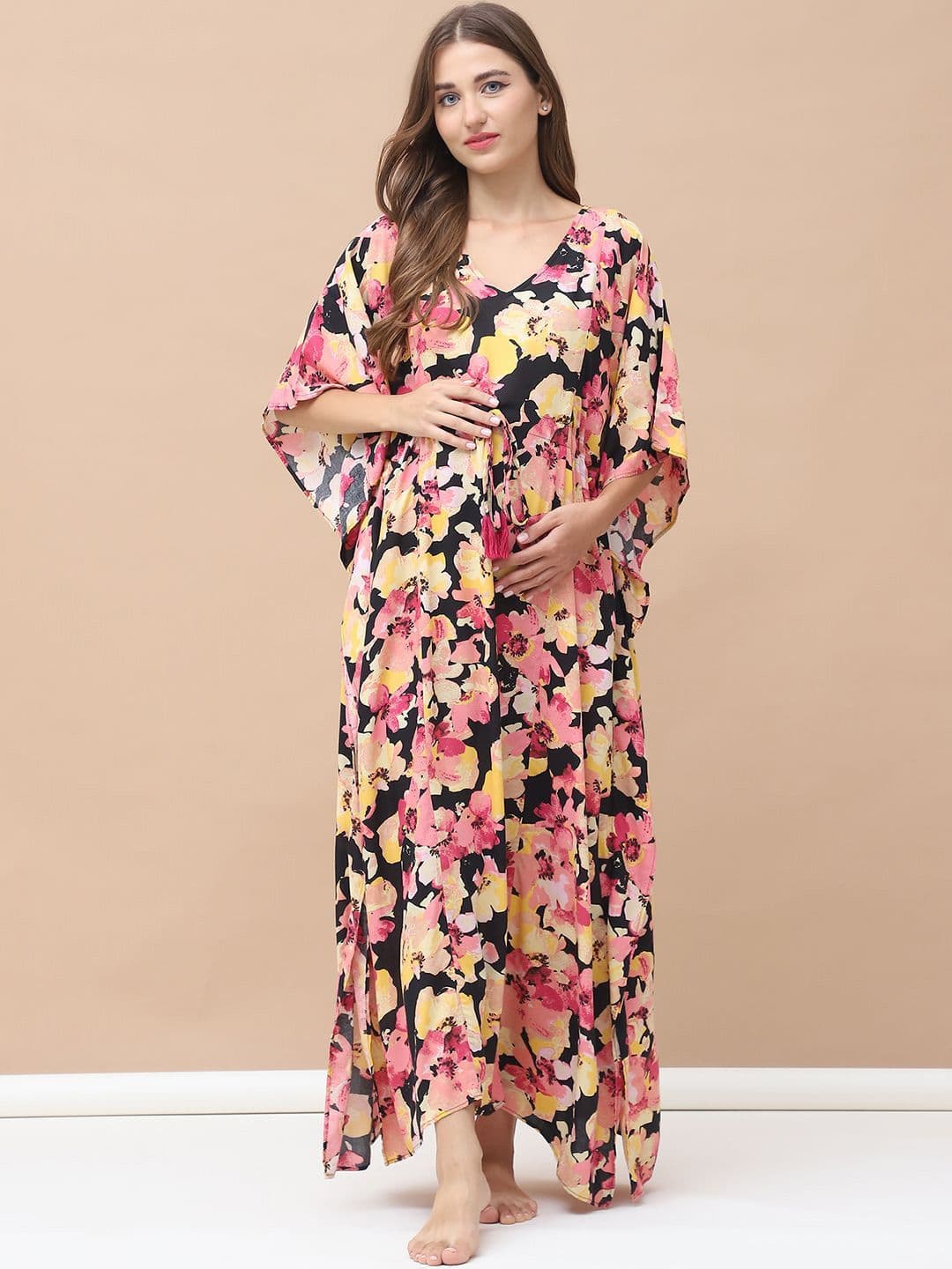Secret Wish Women Floral Printed Maxi Maternity Kaftan Nightdress - view 1