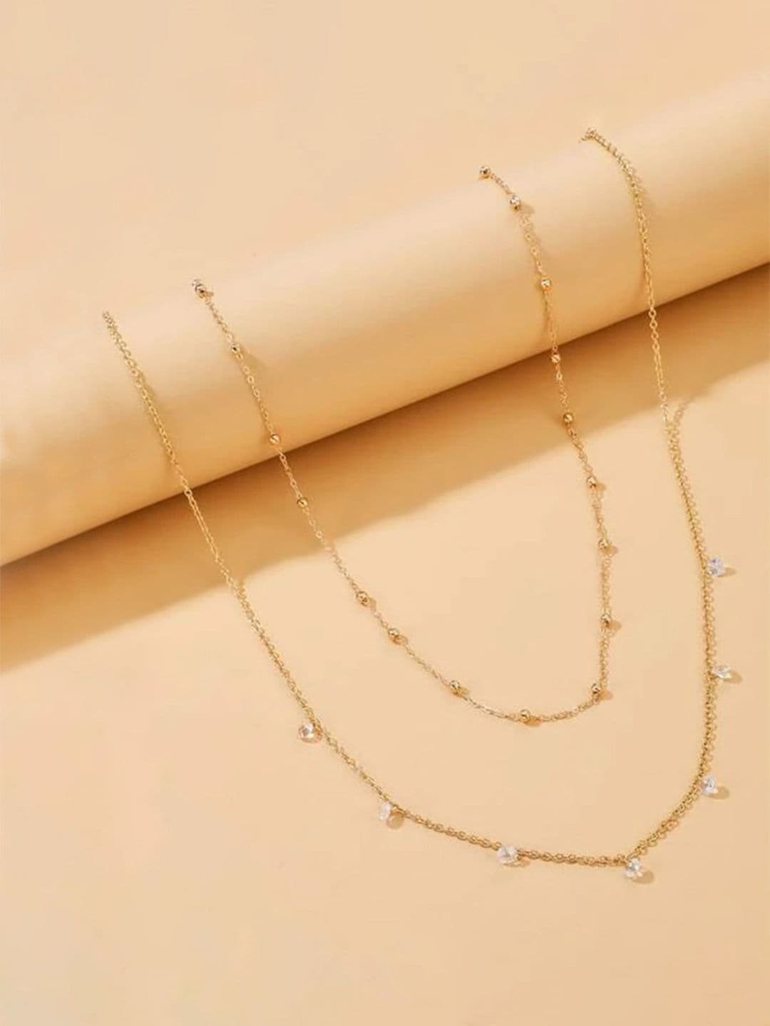 Fabme Gold-toned Stone-Studded Layered Waist-Chain - view 1