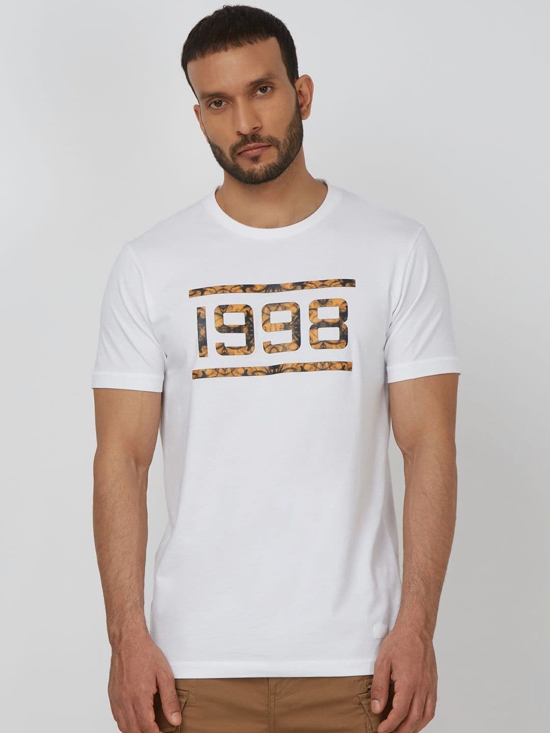 Mufti Men Typography Printed Round Neck Cotton Slim Fit T-shirt - view 1