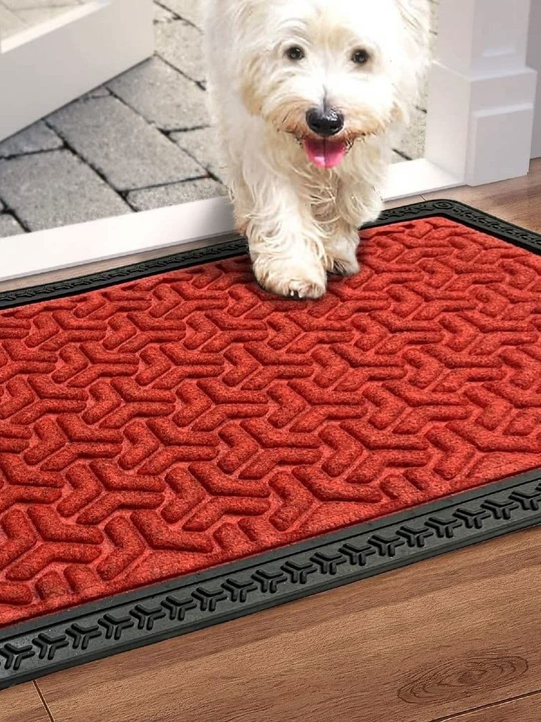 ANA Red & Black Textured Anti-Skid Doormats - view 1