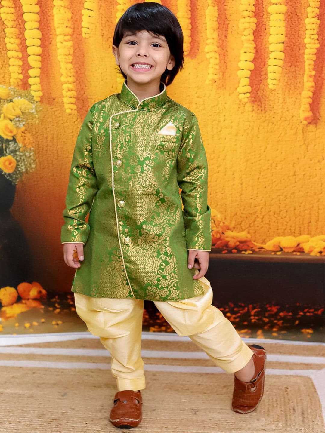 BownBee Boys Jacquard Full Sleeve Sherwani Set - view 1