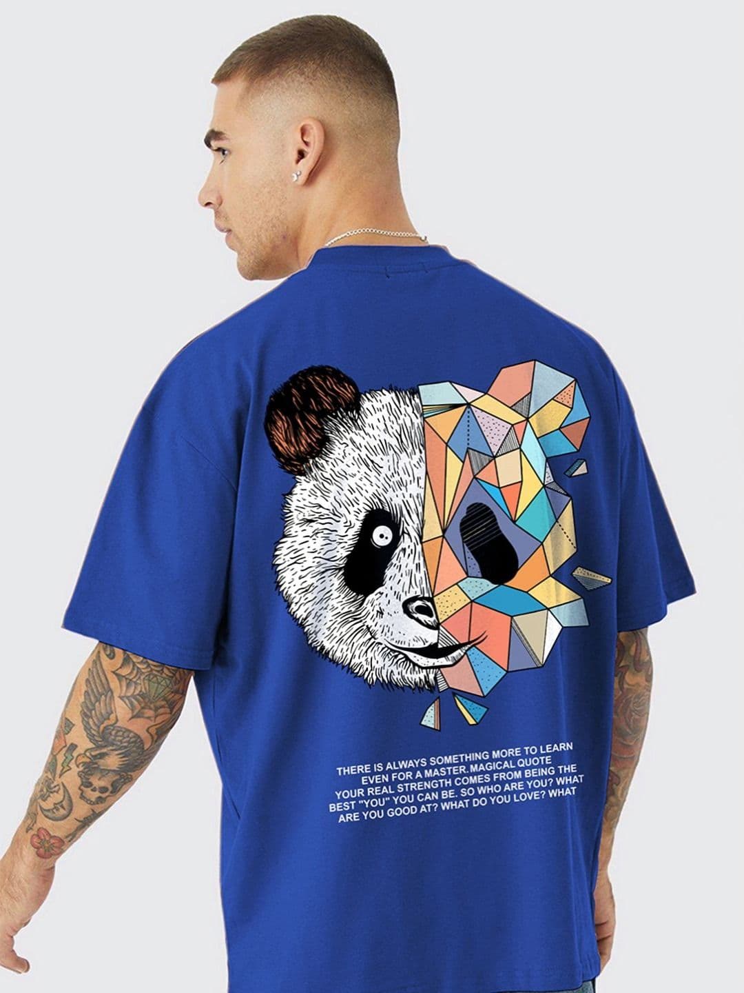 PRONK Men Blue Graphic Oversized T-shirt - view 1