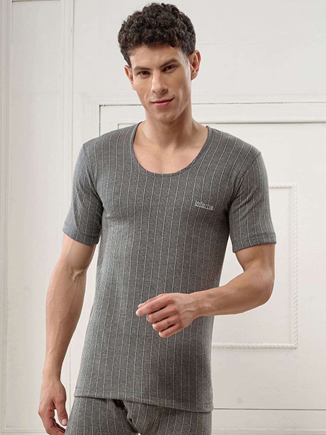 INFERNO Men Round Neck Half Sleeve Thermal Vest - view 1