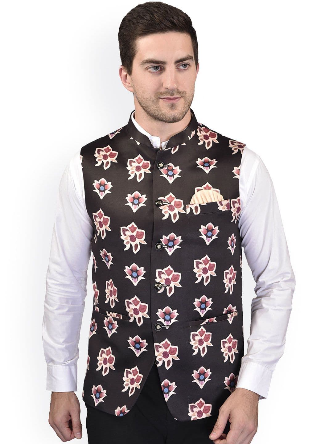 PRINTCULTR Printed Woven Nehru Jacket - view 1