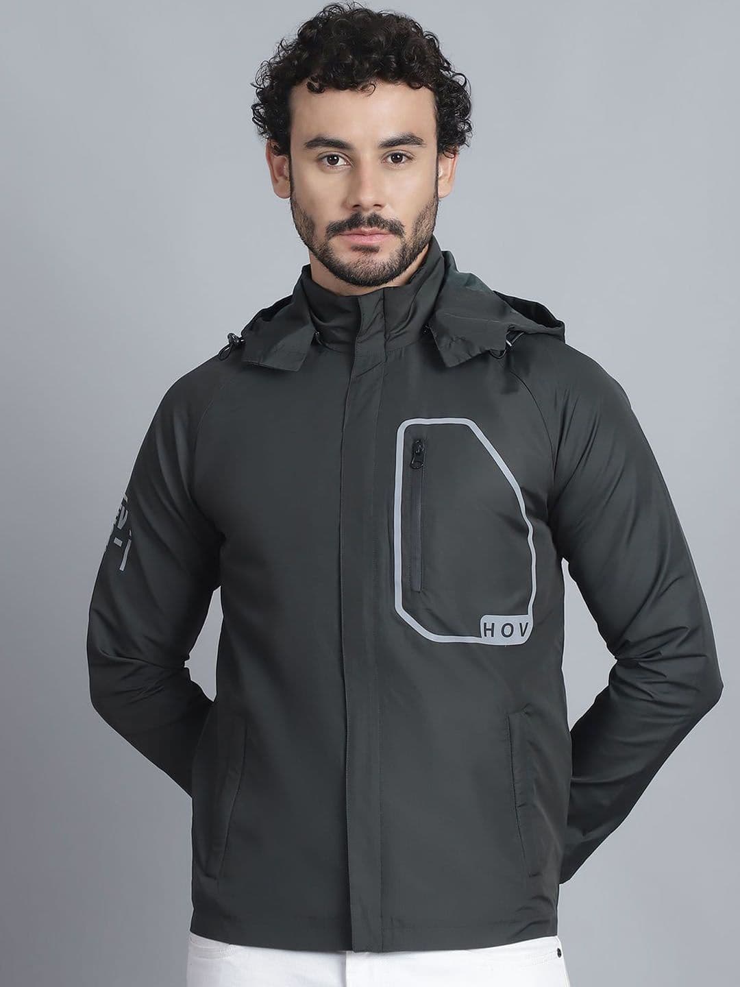 HOUSE OF VEDAS Men Lightweight Training or Gym Padded Jacket with Embroidered - view 1
