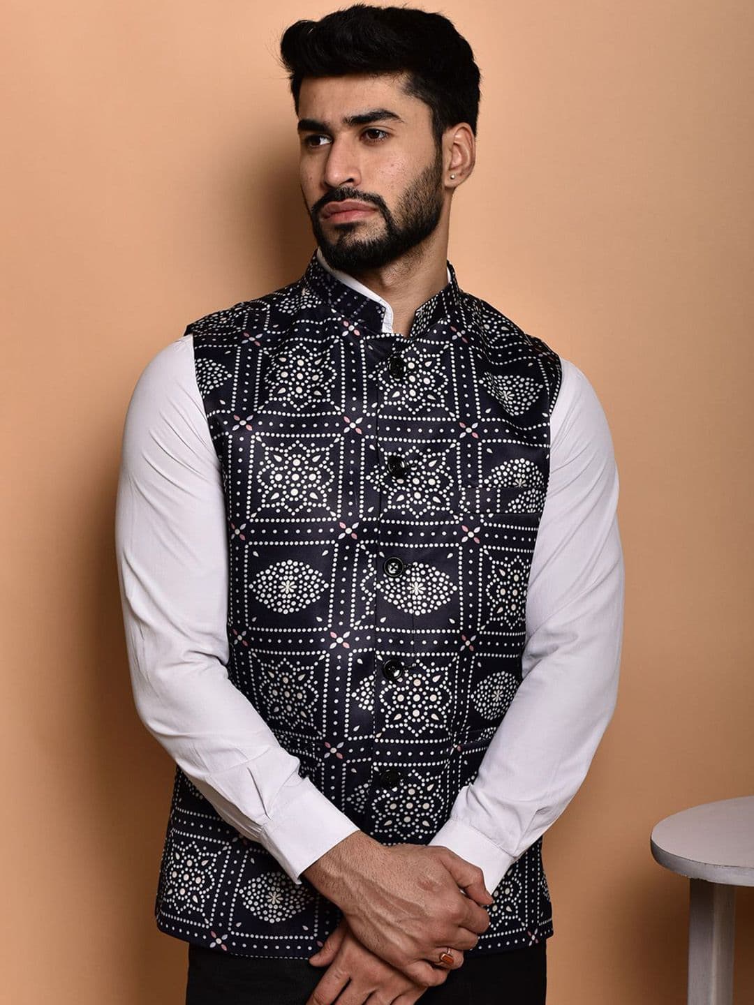 PRINTCULTR Printed Woven Nehru Jacket - view 1