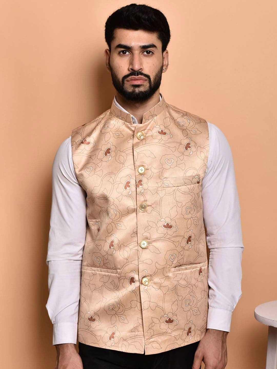 PRINTCULTR Printed Woven Nehru Jacket - view 1