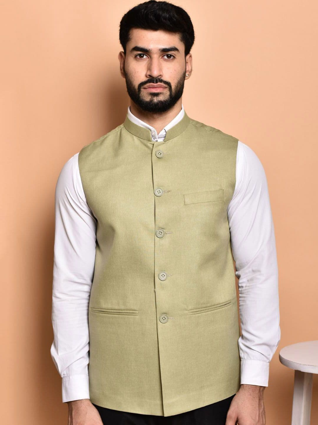 PRINTCULTR Textured Woven Nehru Jacket - view 1