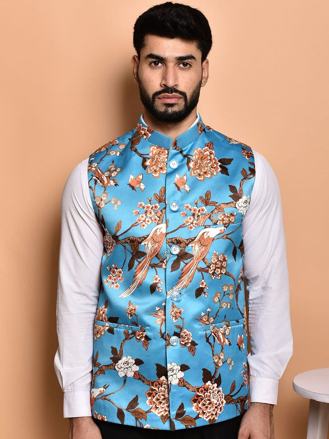 PRINTCULTR Printed Woven Nehru Jacket - view 1