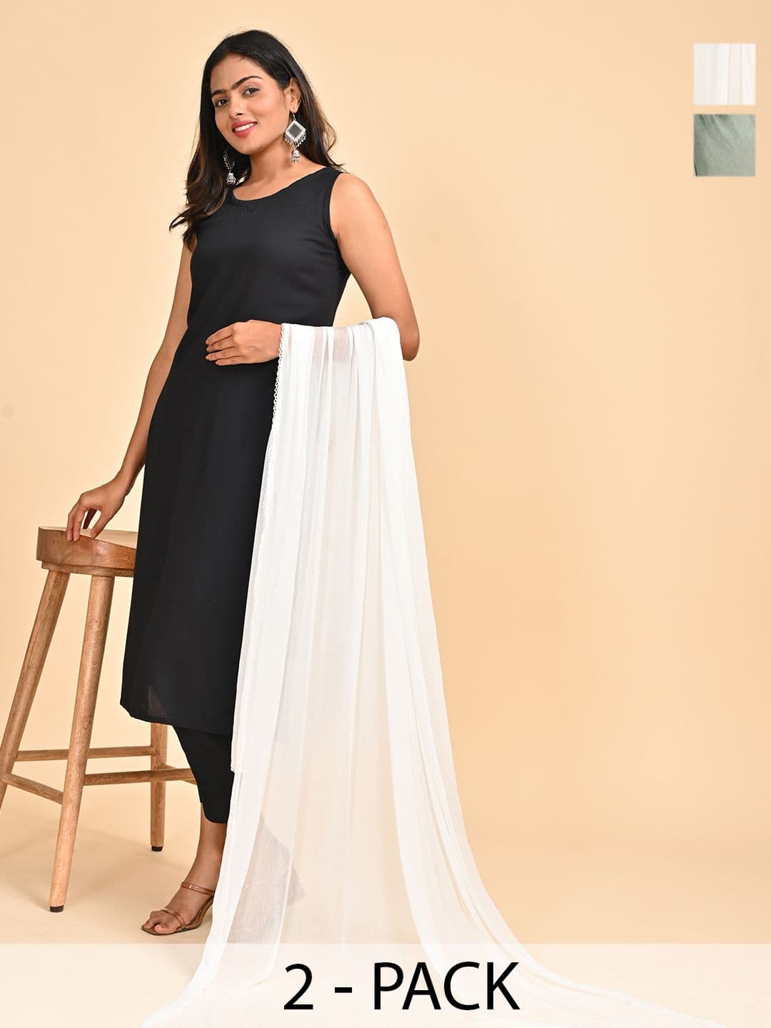 HELLA FASHIONS Pack Of 2 Chiffon Dupattas - view 1