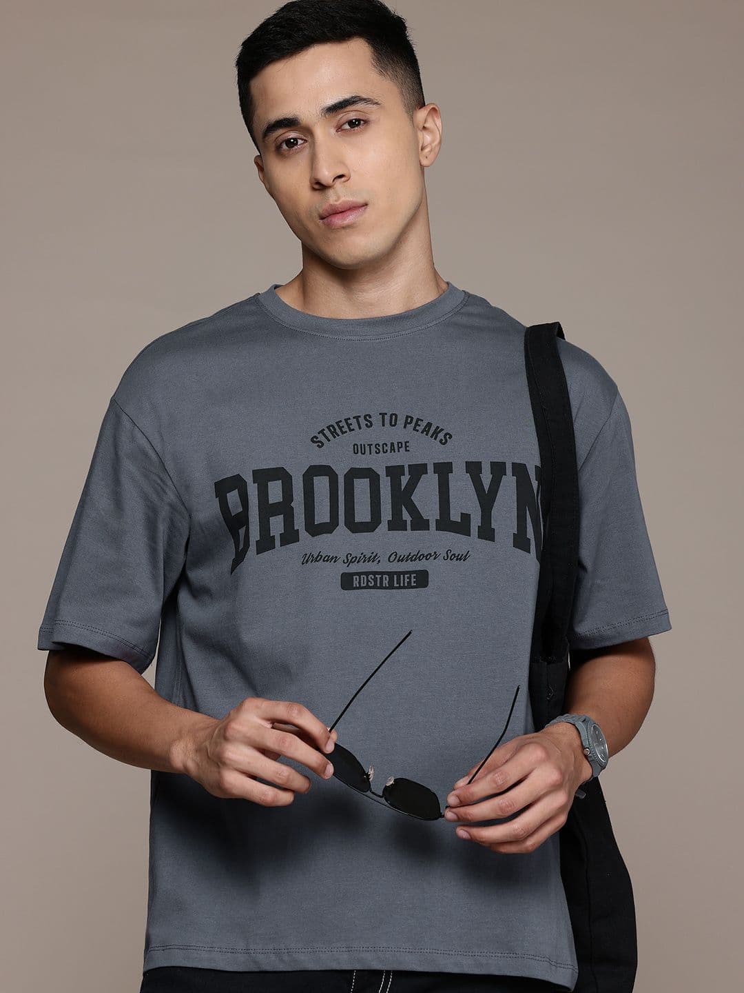 The Roadster Lifestyle Co. Printed Relaxed Fit Pure Cotton T-shirt - view 1