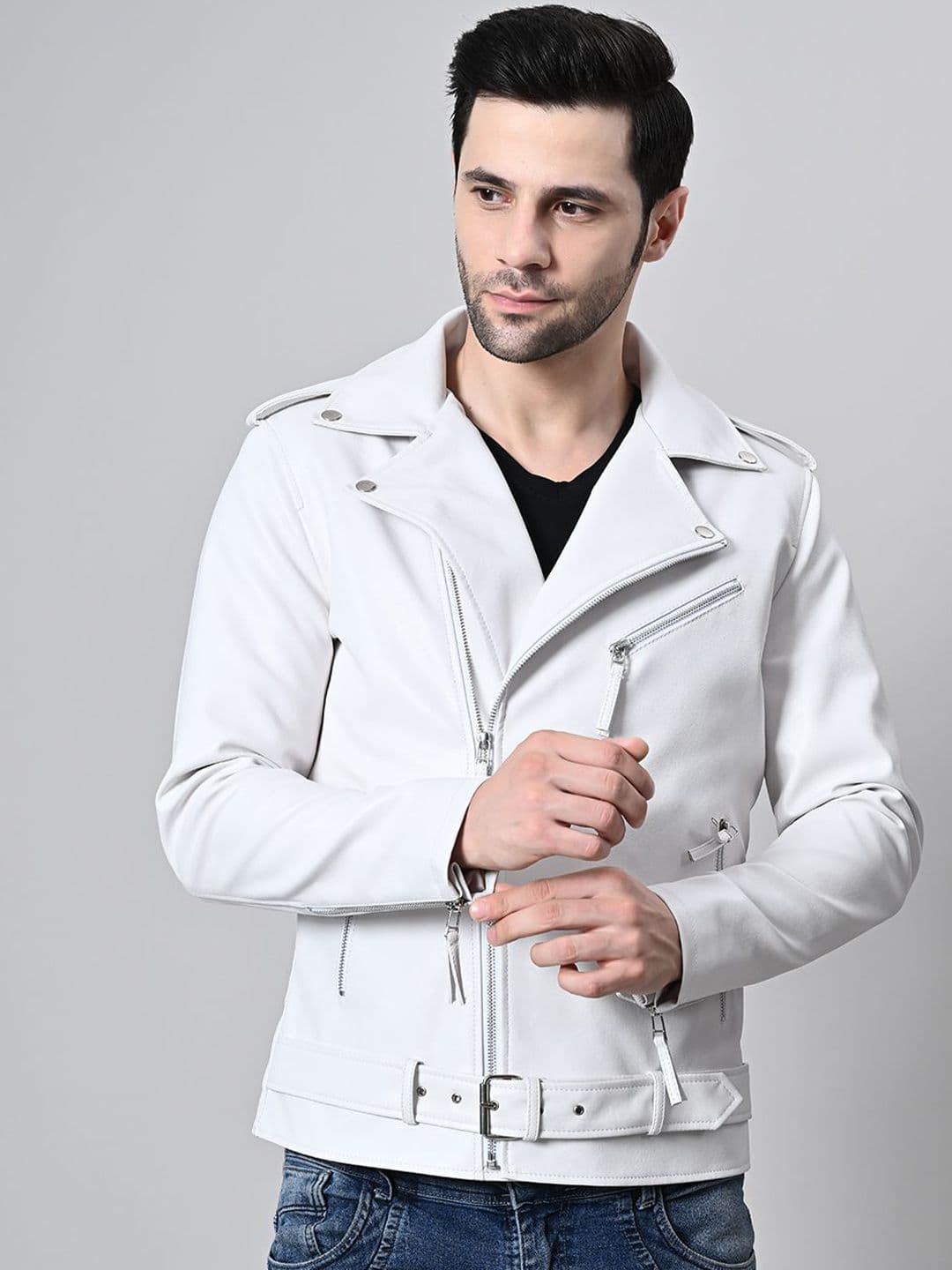 TBOJ Lapel Collar Water Resistant Lightweight Leather Biker Jacket - view 1