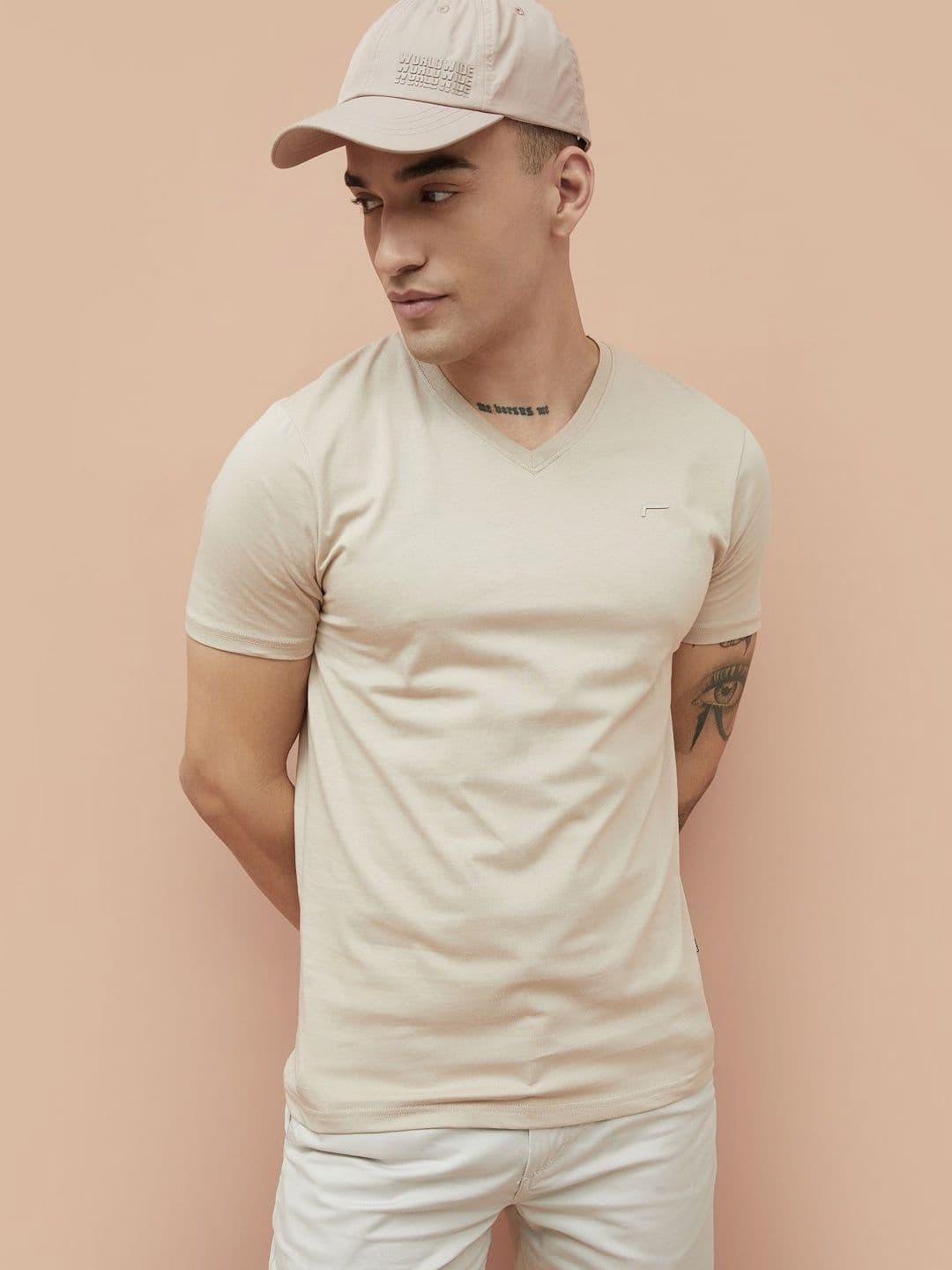 Fame Forever by Lifestyle Men Solid V neck Cotton T-shirt - view 1