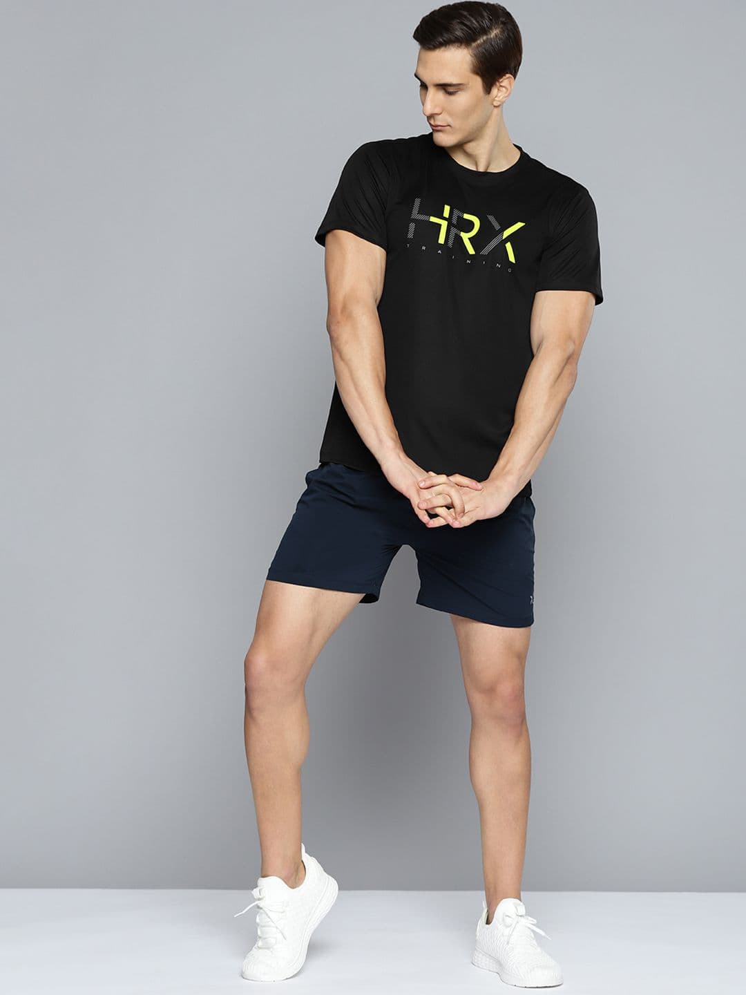 HRX By Hrithik Roshan Training Men Jet Black Rapid-Dry Brand Carrier Tshirts - view 1