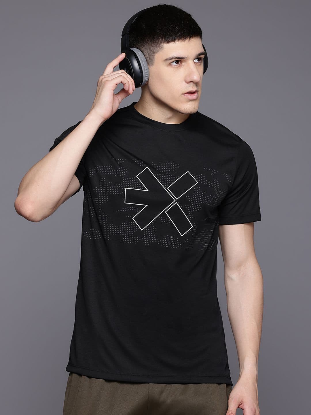 HRX by Hrithik Roshan Rapid-Dry Printed Training T-shirt - view 1