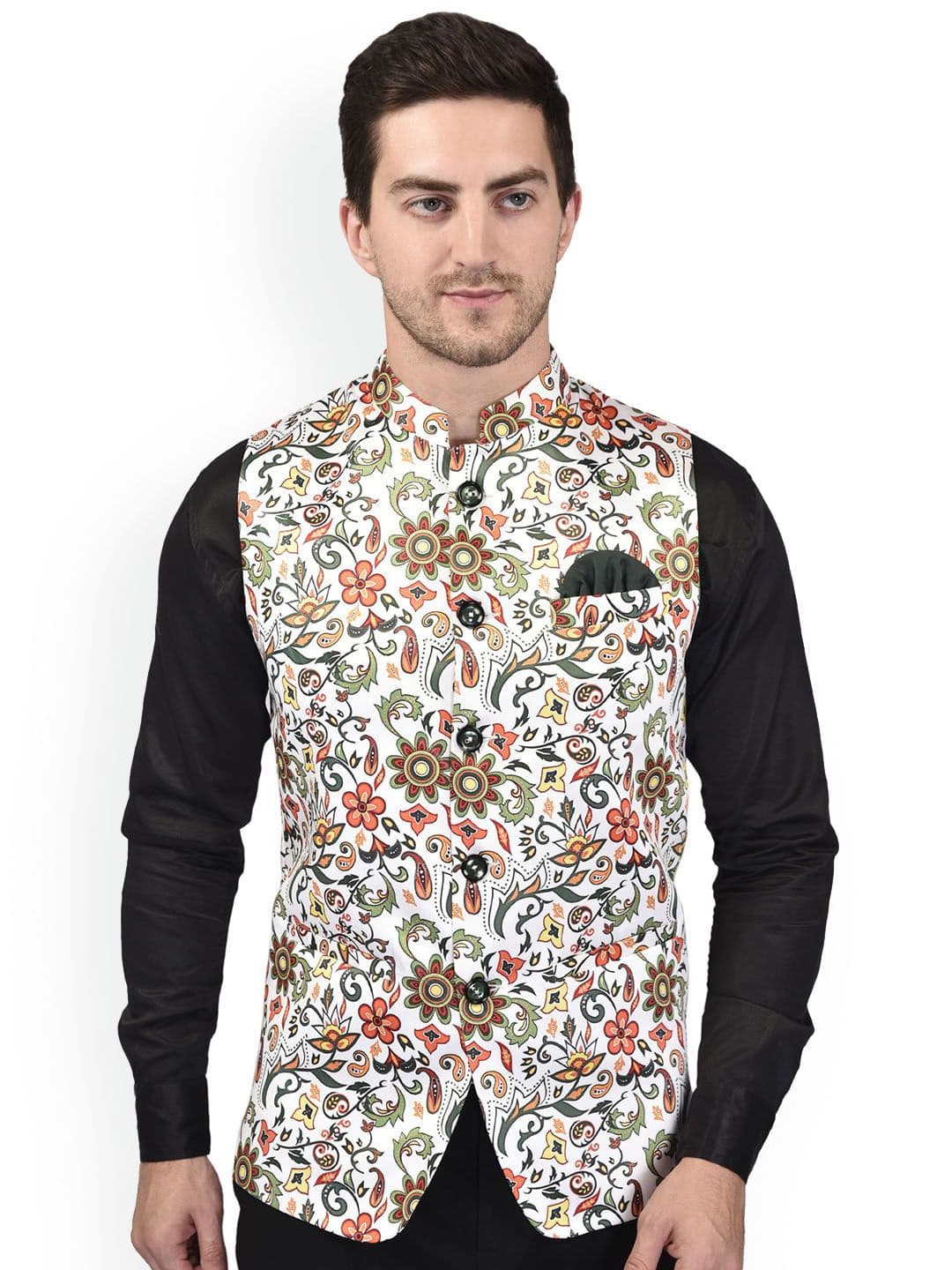 PRINTCULTR Printed Woven Nehru Jacket - view 1