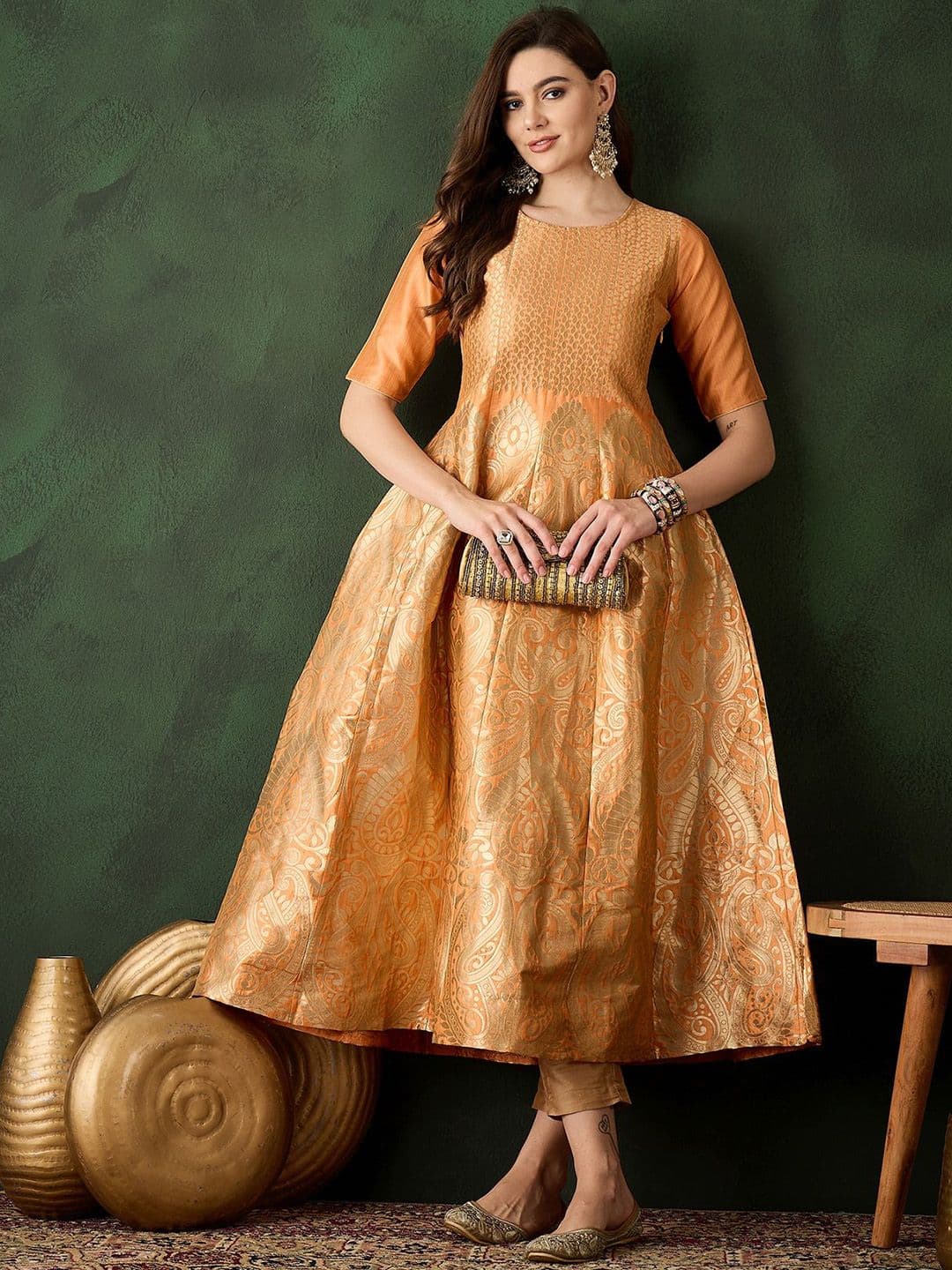 Sangria Self Designed Fit & Flare Ethnic Dresses - view 1