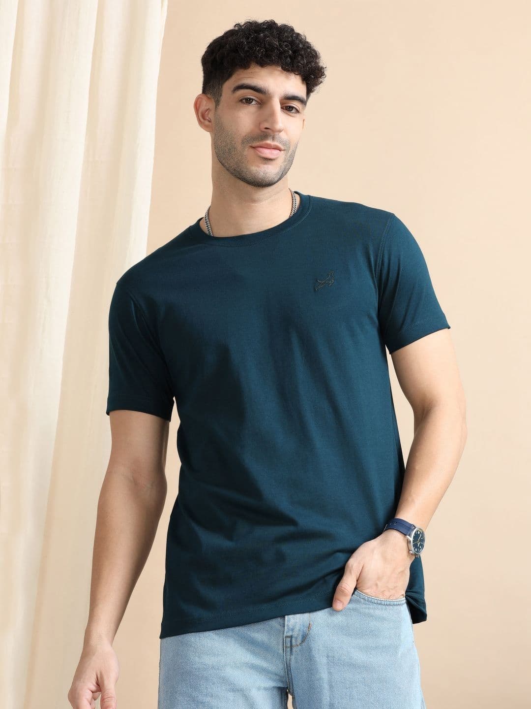 Dogi Verg Men Solid Round Neck Cotton Slim Fit T-shirt - view 1