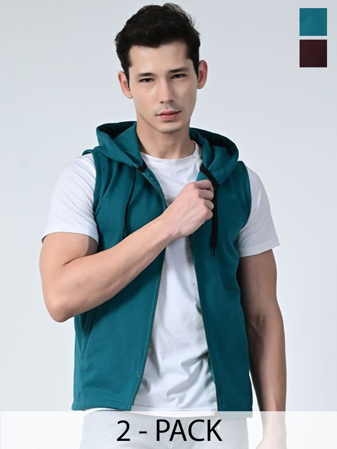 BAESD Men Pack Of 2 Lightweight Open Front Jacket with Patchwork - view 1