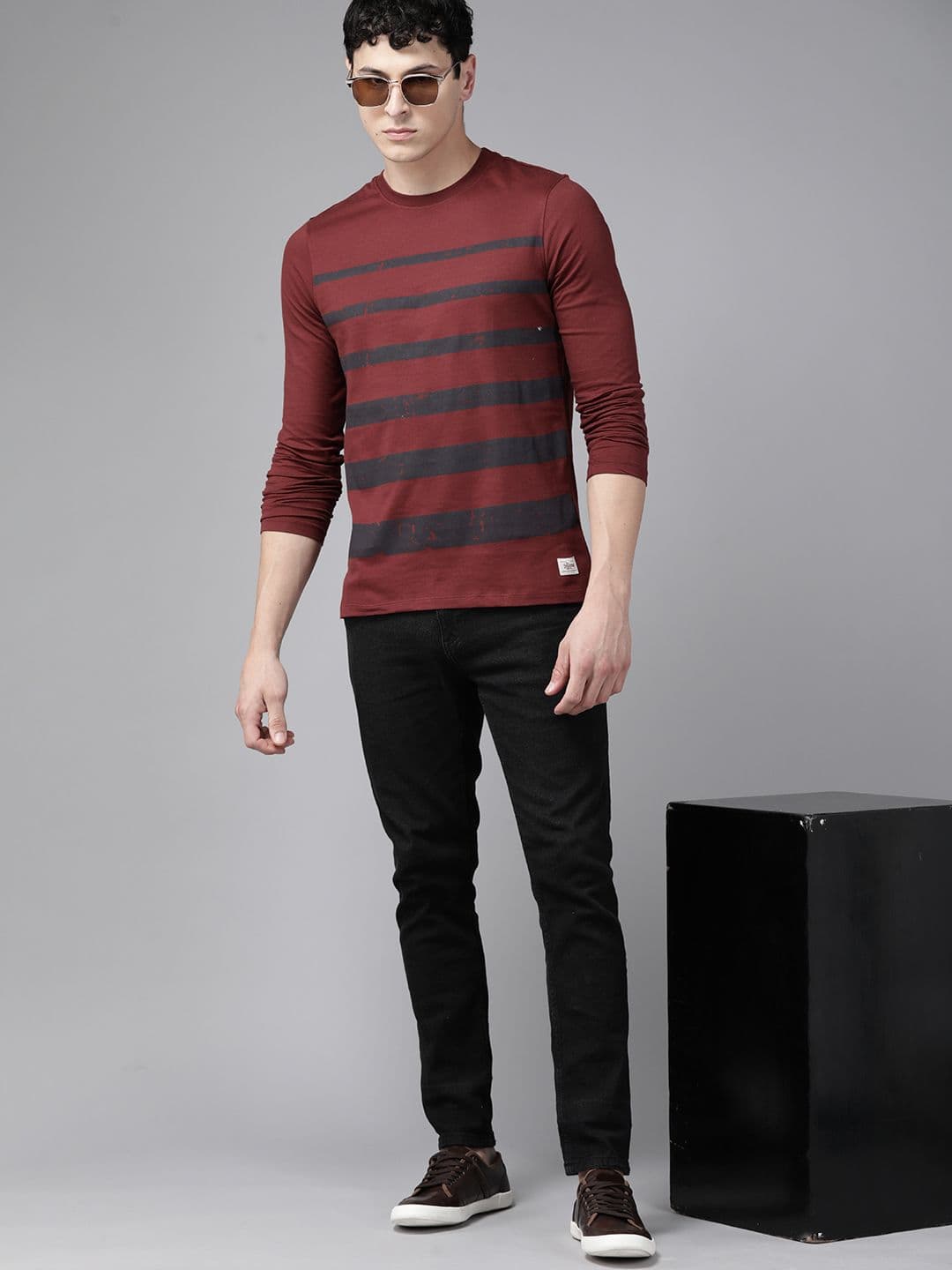 The Roadster Lifestyle Co. Striped Pure Cotton T-shirt - view 1