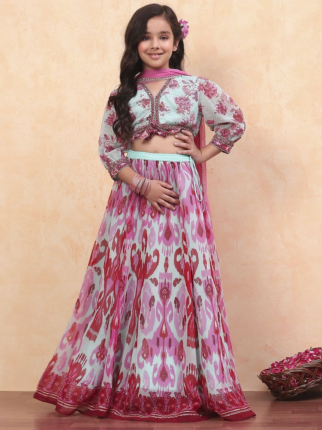 Biba Girls Printed Ready to Wear Lehenga & Blouse With Dupatta - view 1