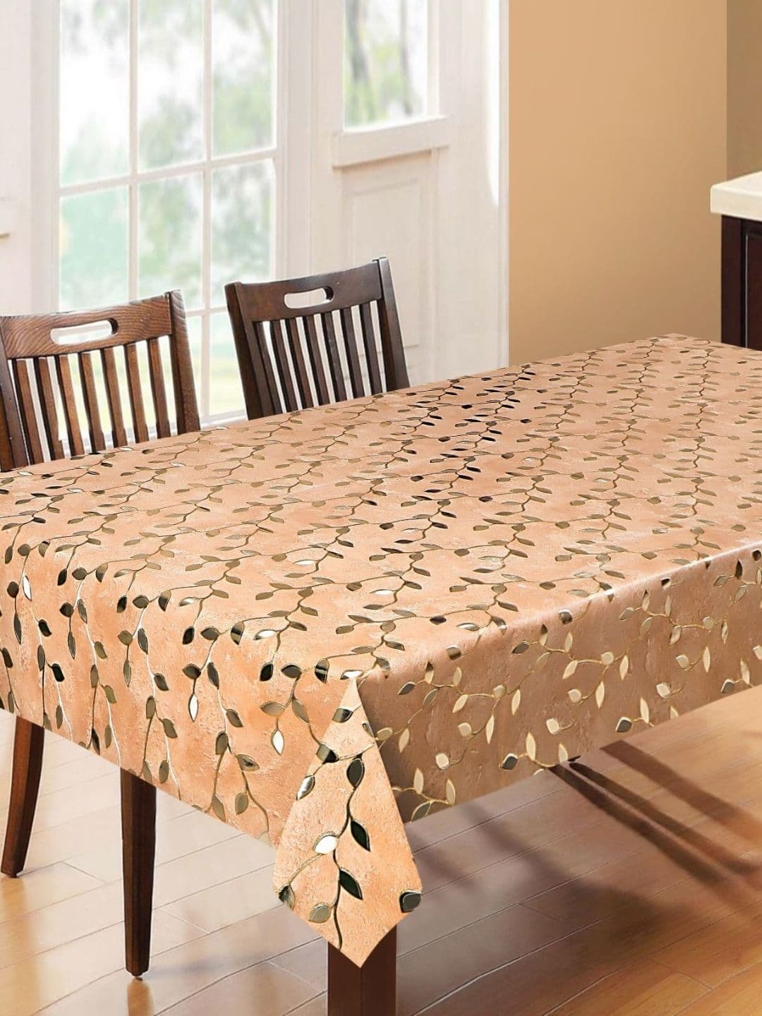 LooMantha Brown Floral Waterproof 6-Seater Table Cover - view 1