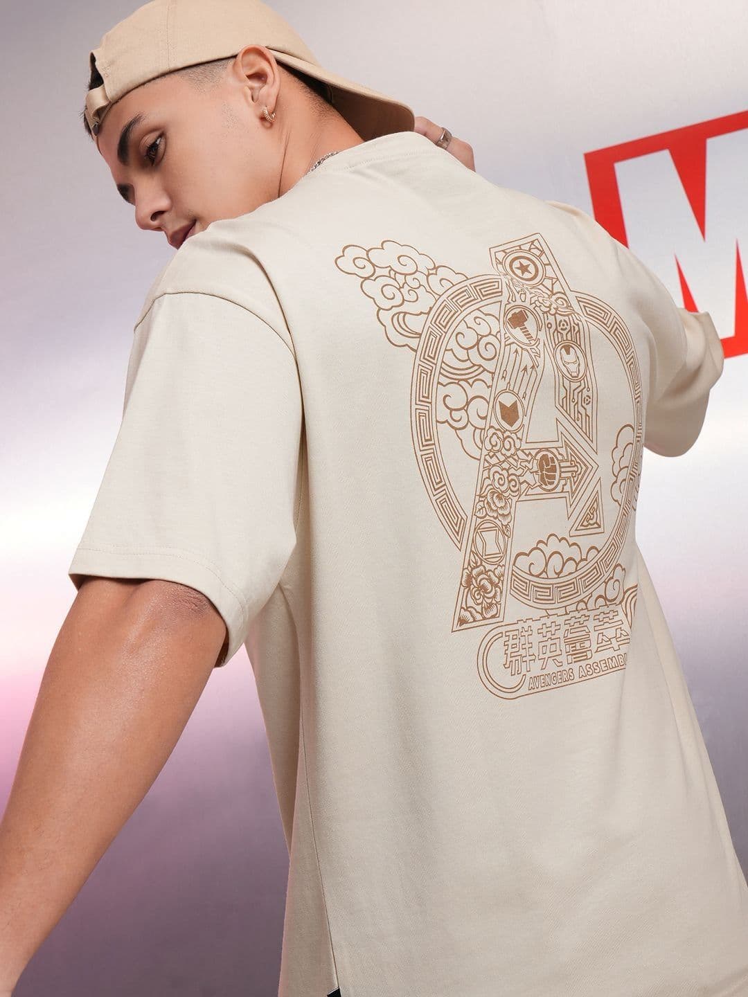 HIGHLANDER Men Avenger Printed Oversized Drop Shoulder Sleeves Cotton Tshirt - view 1
