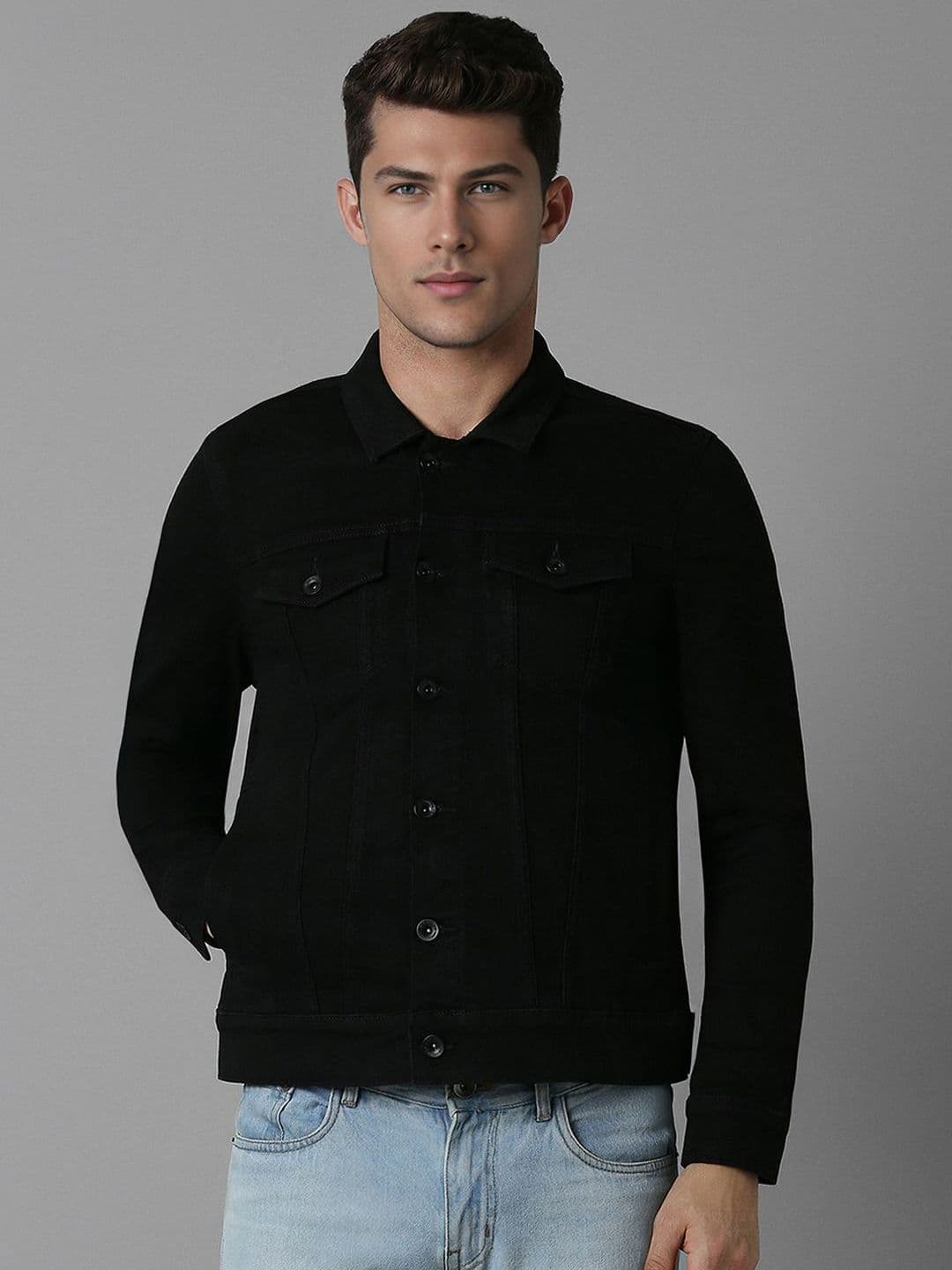 Louis Philippe Jeans Men Spread Collar Pure Cotton Denim Jacket - view 1