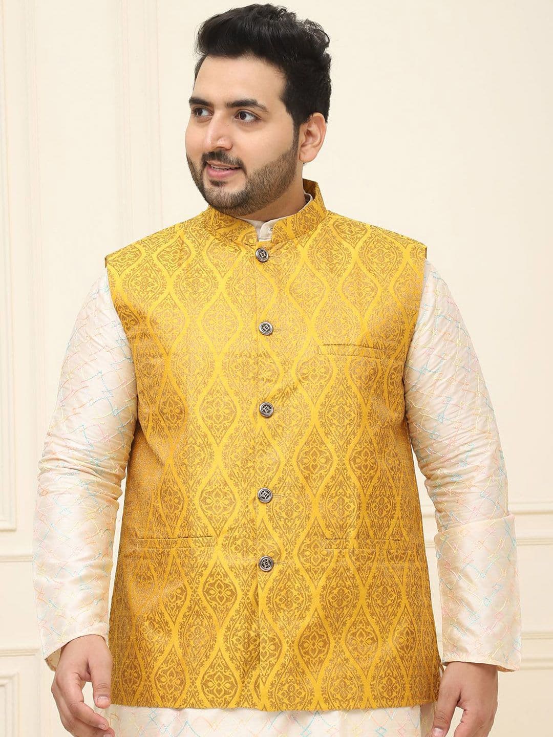 SOJANYA PLUS Men Plus Size Printed Mandarin Collar Nehru Jacket - view 1