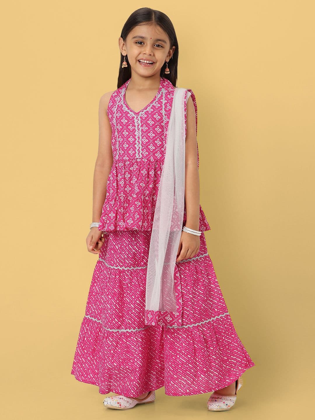 Nauti Nati Girls Printed Sleeveless Sharara Set with Dupatta - view 1