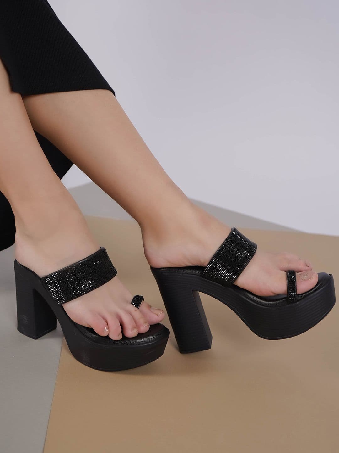 Shezone Embellished Block Heel Sandals - view 1