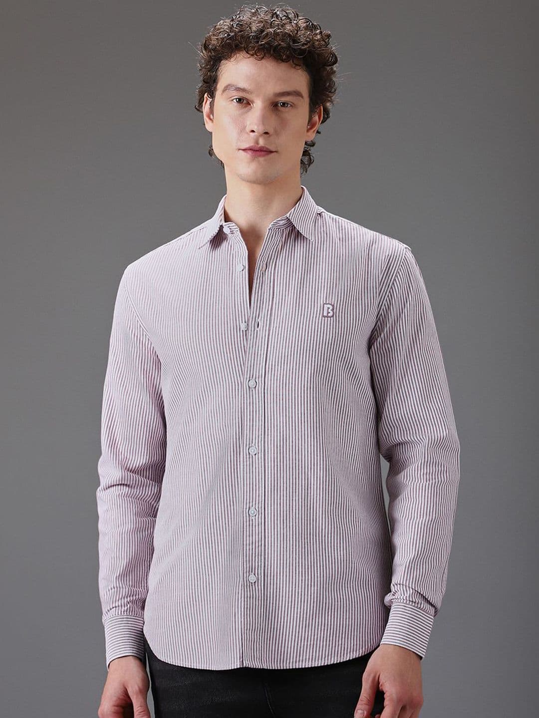 Banana Club Men Classic Slim Fit Pinstripes Opaque Striped Casual Shirt - view 1