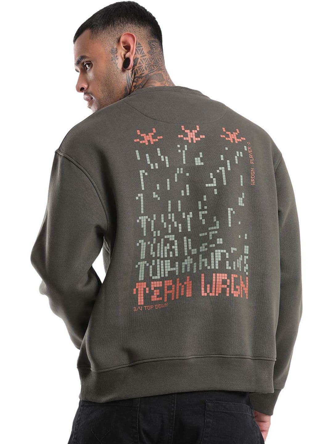 WROGN Men Cotton Alphanumeric Printed Round Neck Sweatshirt - view 1