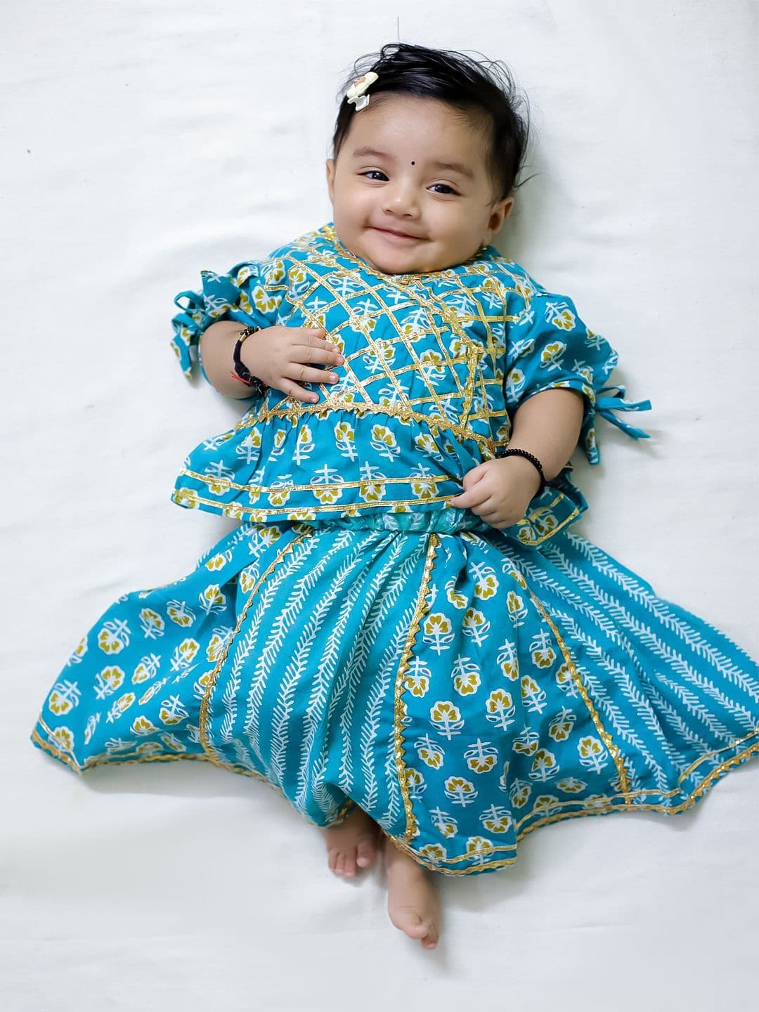 BownBee Girls Floral Printed Ready to Wear Cotton Lehenga & Blouse - view 1