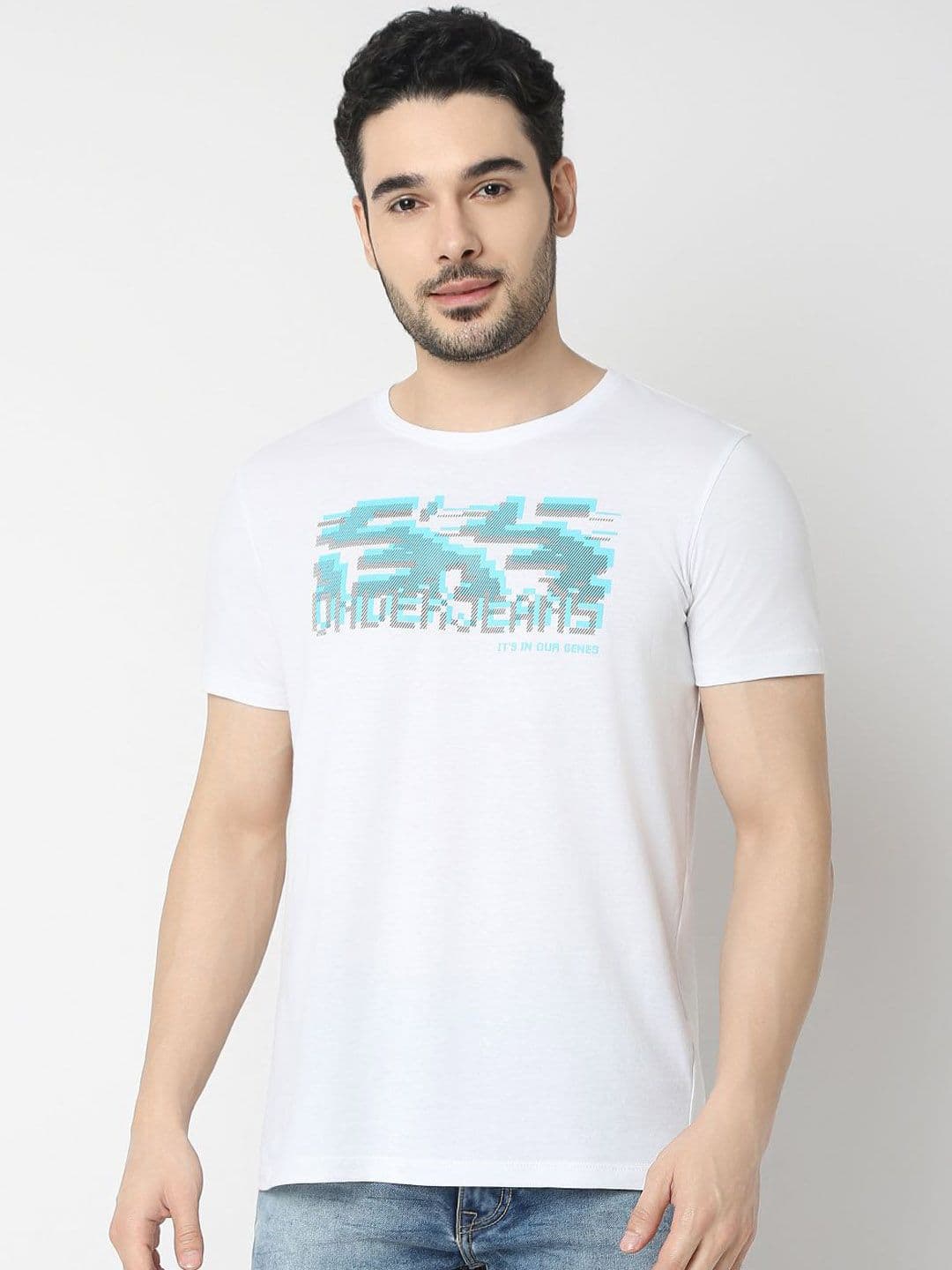 UnderJeans by Spykar Men Printed Cotton Lounge T-Shirt - view 1