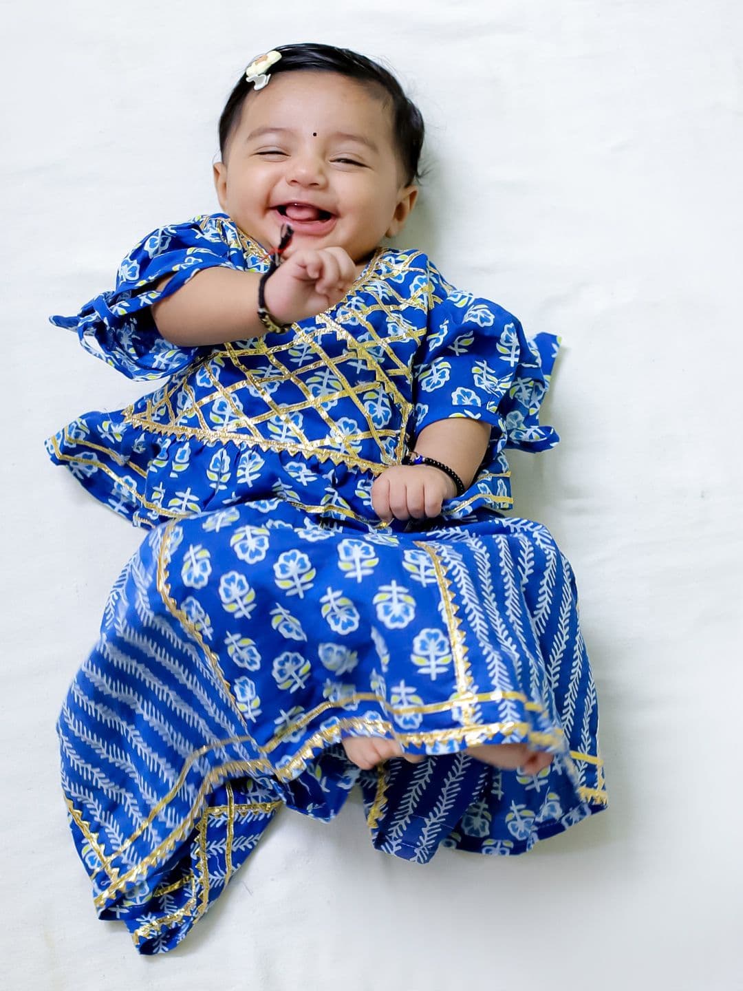 BownBee Girls Floral Printed Ready to Wear Cotton Lehenga & Blouse - view 1