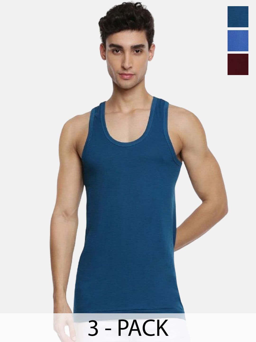 Ramraj Pack of 3 Men Scoop Neck Sleeveless Cotton Innerwear Vest - view 1
