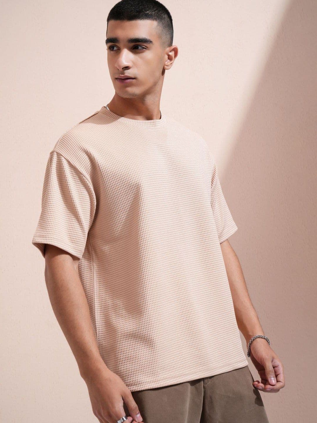 HIGHLANDER Men Self Design Round Neck Relaxed Fit T-shirt - view 1
