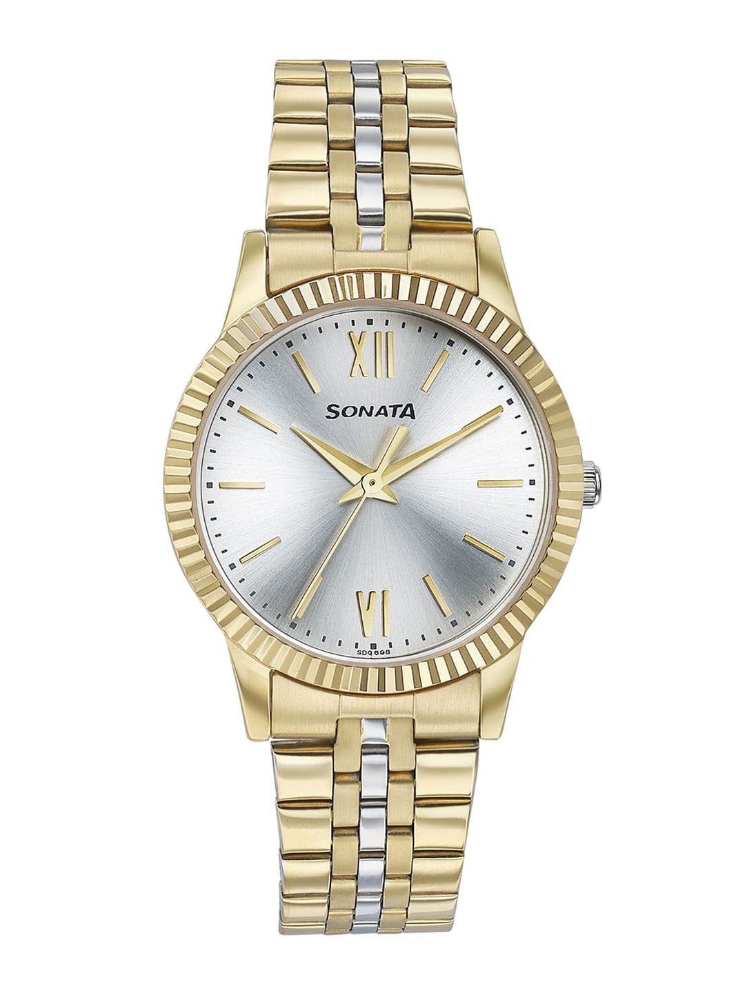 Sonata Glam Gold Quartz Analog With Silver Dial Watch For Women - 87062bm01w - view 1