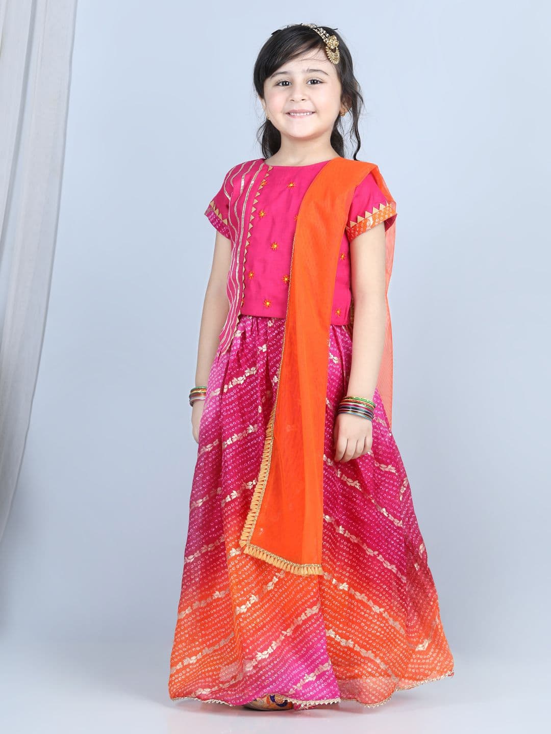 Here&Now X Kinder Kids Girls Ready to Wear Lehenga & Blouse With Dupatta - view 1