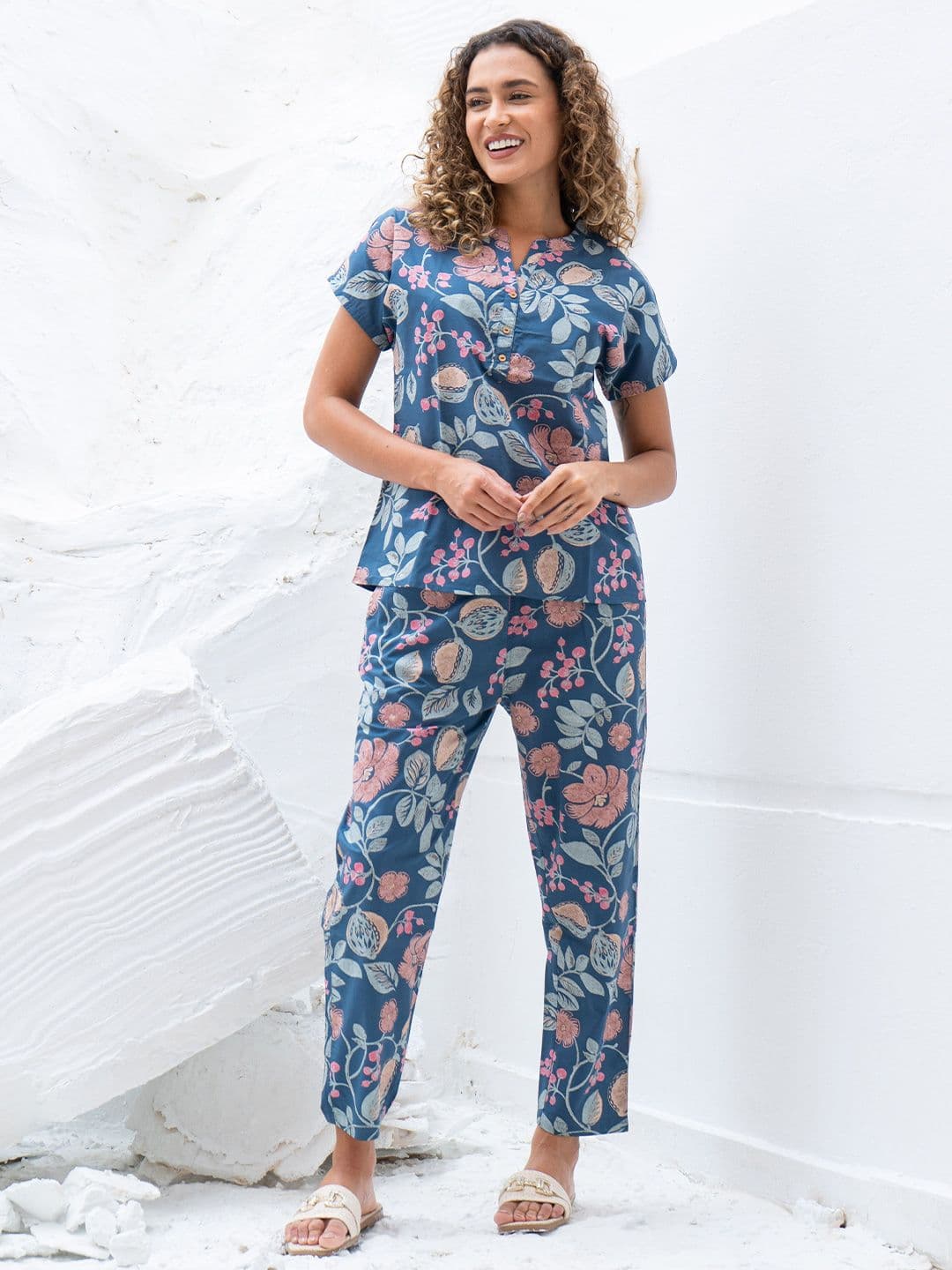SANSKRUTIHOMES Printed Pure Cotton Top With Trousers Co-Ords - view 1