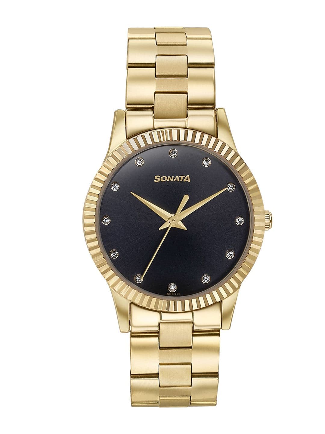 Sonata Glam Gold Quartz Analog With Black Dial Watch For Women - 87062ym01w - view 1